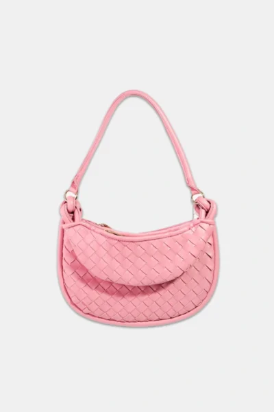 A pink woven bag